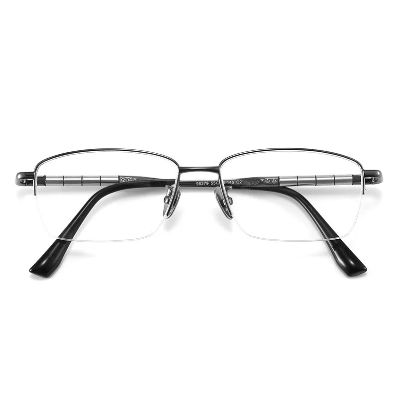 Reven Jate Unisex Semi Rim Square Titanium Eyeglasses 98279 Semi Rim Reven Jate