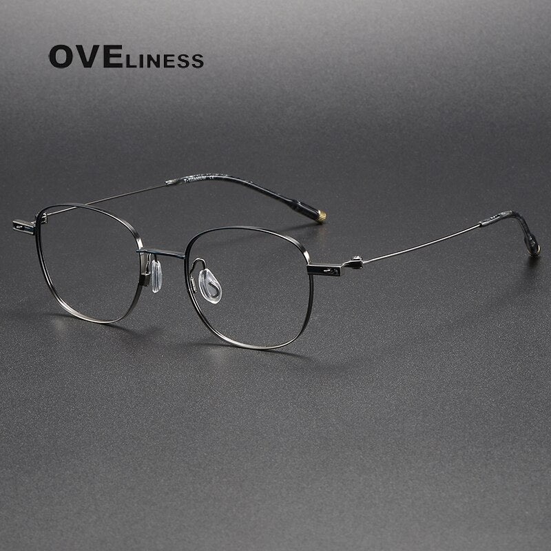 Oveliness Unisex Full Rim Square Titanium Eyeglasses 8202303 Full Rim Oveliness blue gun  