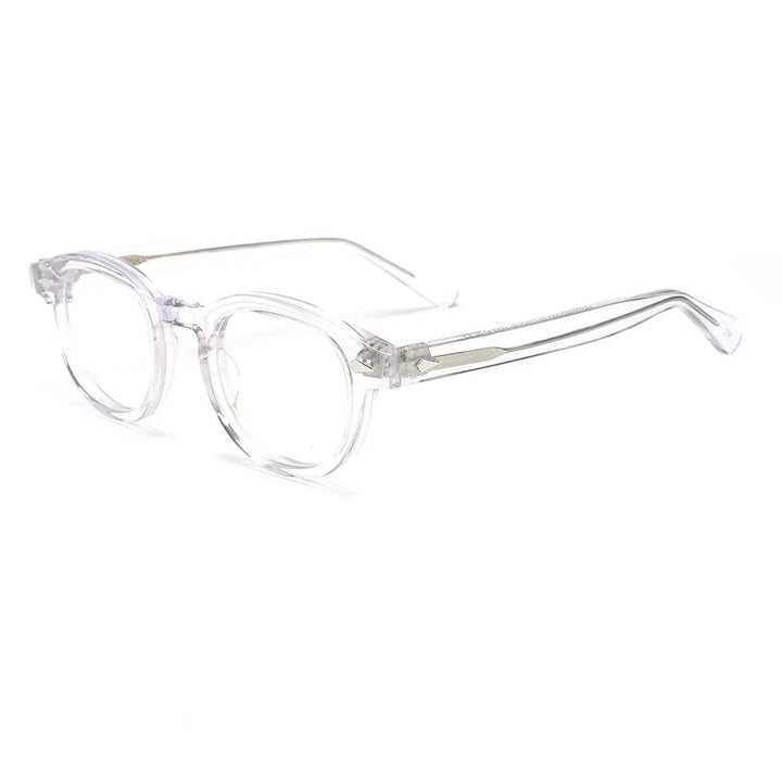 Hdcrafter Unisex Full Rim Oval Square Acetate Eyeglasses 3 Sizes 80122 Full Rim Hdcrafter Eyeglasses Transparent-49MM