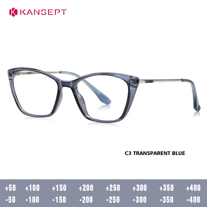 Kansept Women's Full Rim Square Tr 90 Alloy Reading Glasses 62208