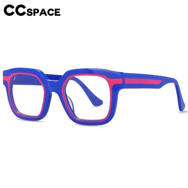 CCspace Unisex Full Rim Square Acetate Eyeglasses 56555 Full Rim CCspace
