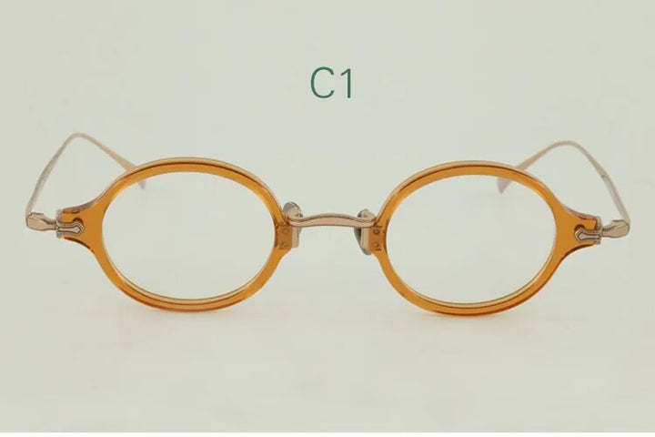 Yujo Unisex Full Rim Small Oval Acetate Titanium Eyeglasses Or Sunglasses 3740 Full Rim Yujo C1 China 