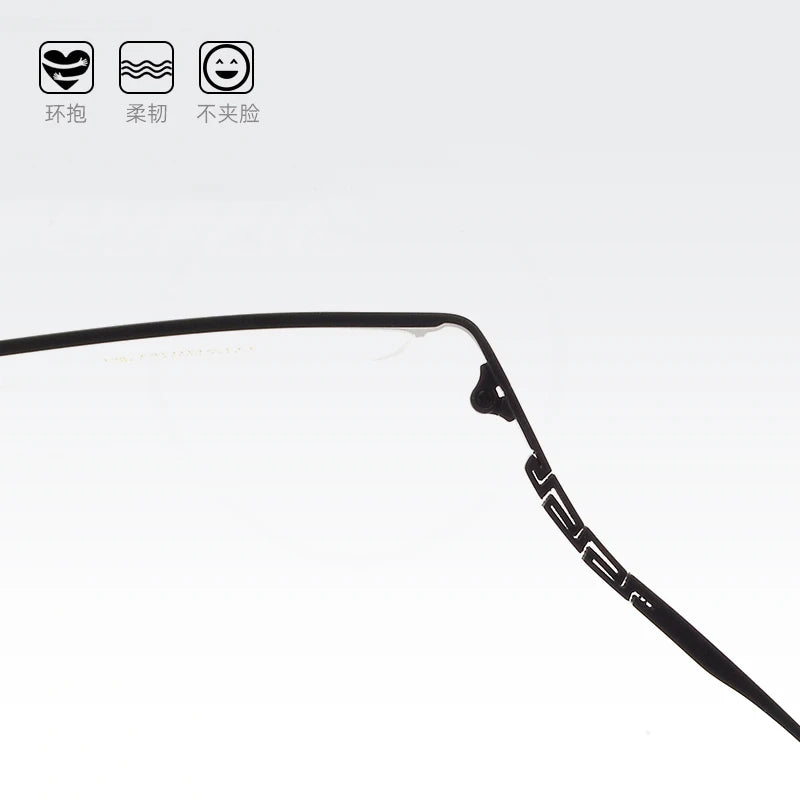Bclear Men's Semi Rim Square Big Titanium Eyeglasses 71111 Semi Rim Bclear