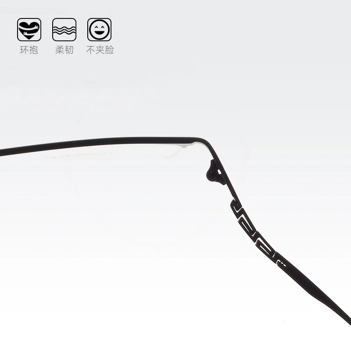 Bclear Men's Semi Rim Square Big Titanium Eyeglasses 71111 Semi Rim Bclear