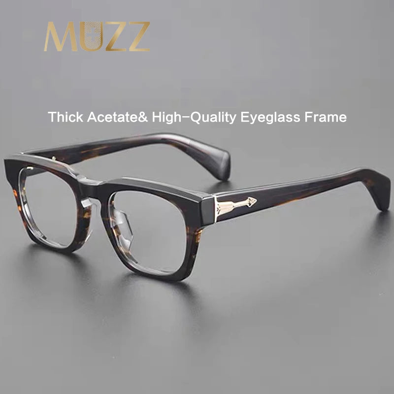 Muzz Men's Full Rim Square Brow Line Thick Acetate Eyeglasses 817305