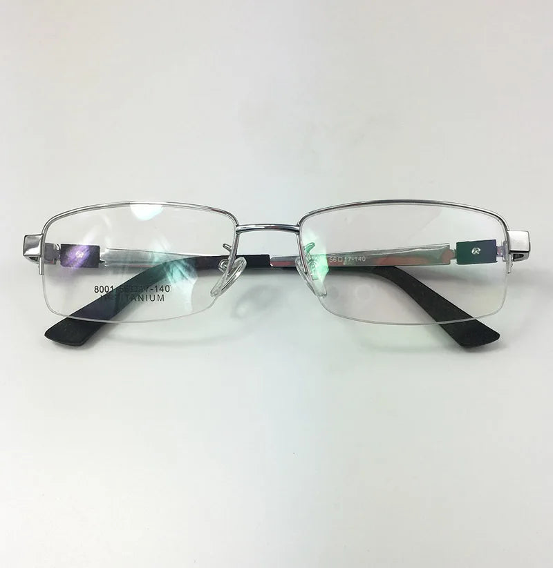 Brightzone Men's Semi Rim Big Square Titanium Eyeglasses 428001 Semi Rim Brightzone silver