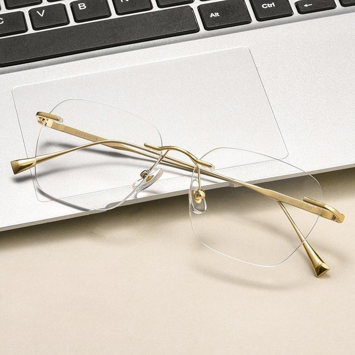 Yimaruili Unisex Rimless Square Titanium Eyeglasses 1912ti Rimless Yimaruili Eyeglasses
