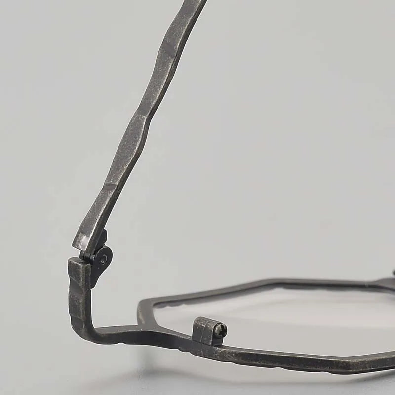 Muzz Unisex Full Rim Small Flat Top Polygon Titanium Eyeglasses 44208 Full Rim Muzz