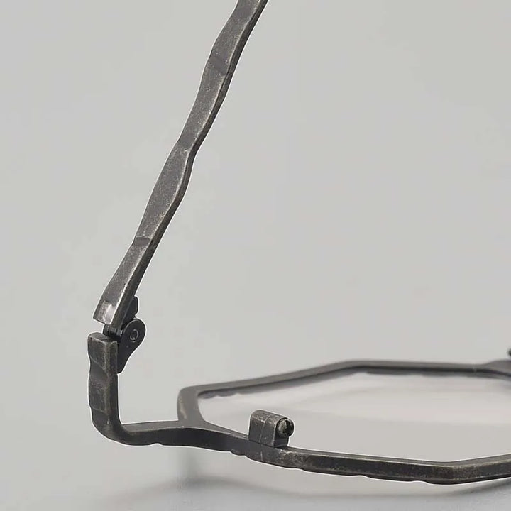 Muzz Unisex Full Rim Small Flat Top Polygon Titanium Eyeglasses 44208 Full Rim Muzz