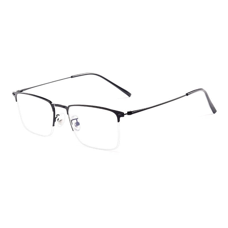 Yimaruili Men's Semi Rim Square Alloy Eyeglasses 0608 Semi Rim Yimaruili Eyeglasses Black