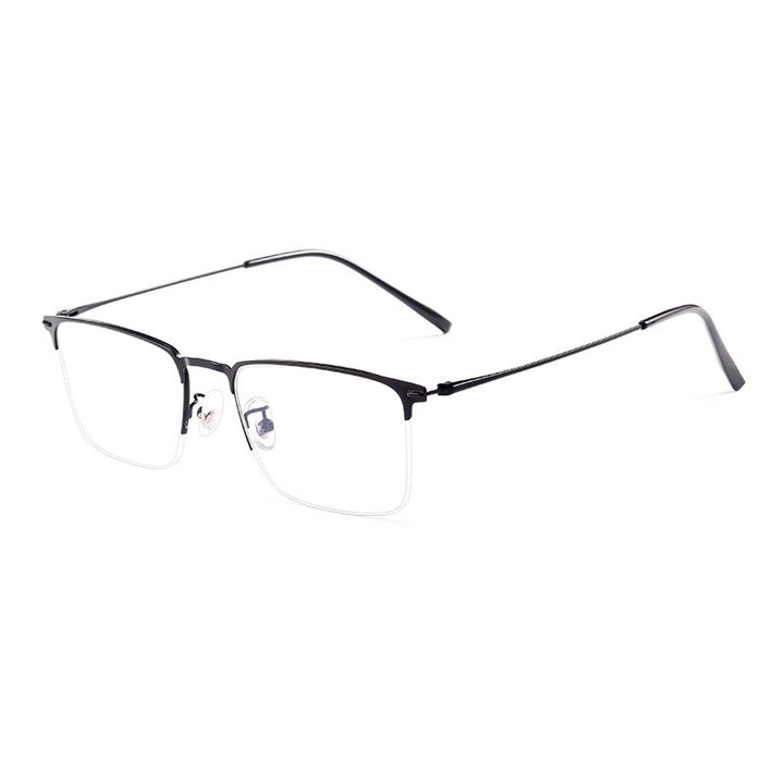 Yimaruili Men's Semi Rim Square Alloy Eyeglasses 0608 Semi Rim Yimaruili Eyeglasses Black