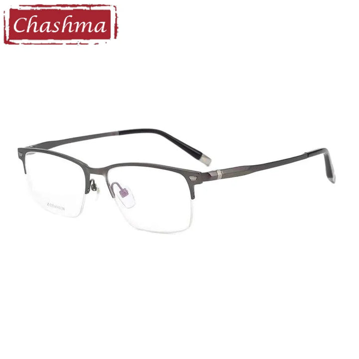 Chashma Ottica Unisex Semi Rim Square Titanium Eyeglasses 27009 Semi Rim Chashma Ottica Gray  