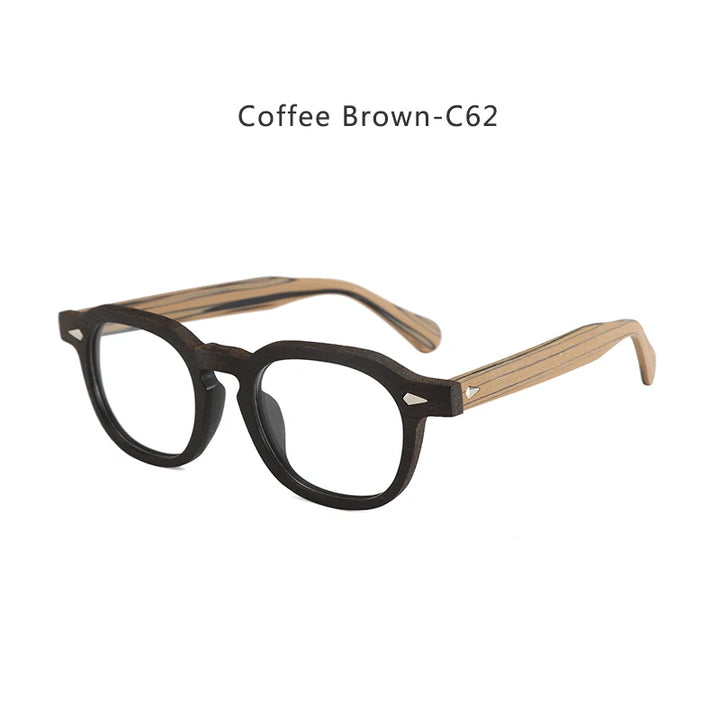 Hdcrafter Men's Large Full Rim Square Wood Eyeglasses 8183 Full Rim Hdcrafter Eyeglasses Coffee-Brown-C62
