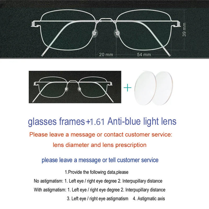 Yujo Unisex Full Rim Oval Square Screwless Steel Eyeglasses 61425