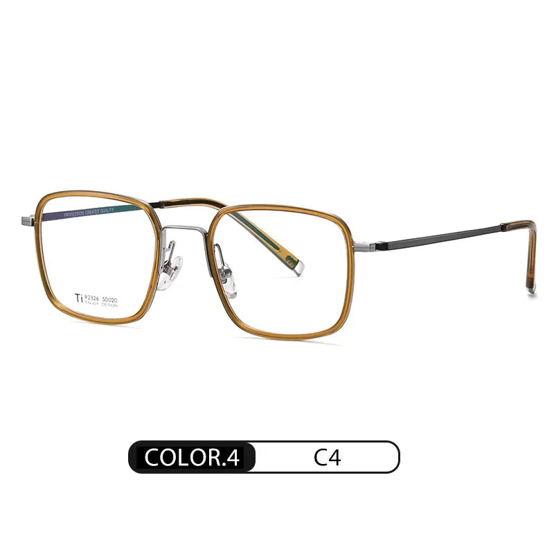 Hotony Women's Full Rim Square Acetate Titanium Eyeglasses 72326 Full Rim Hotony C4