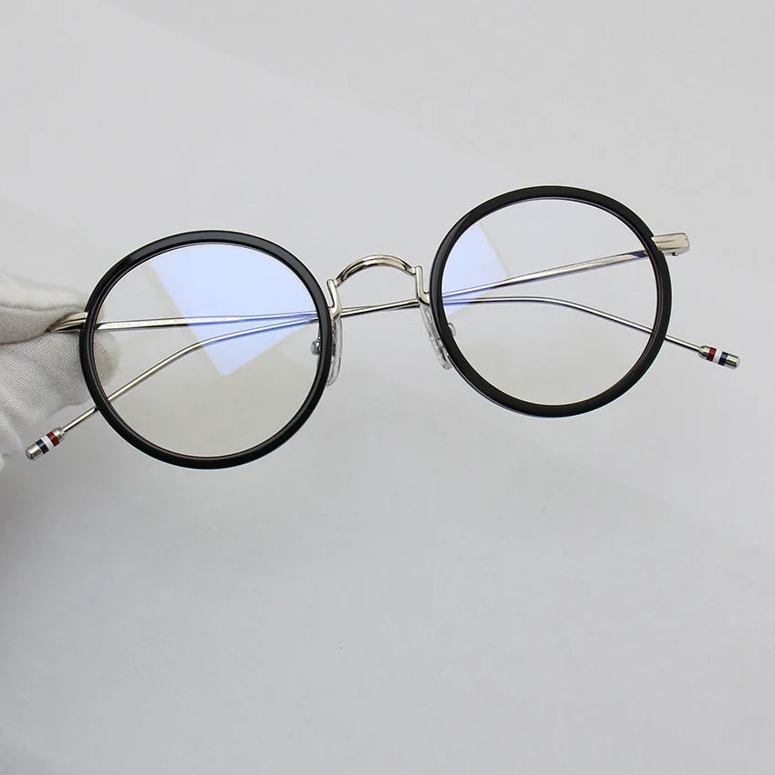 Black Mask Unisex Full Rim Acetate Alloy Round Eyeglasses X906 Full Rim Black Mask Black-Silver