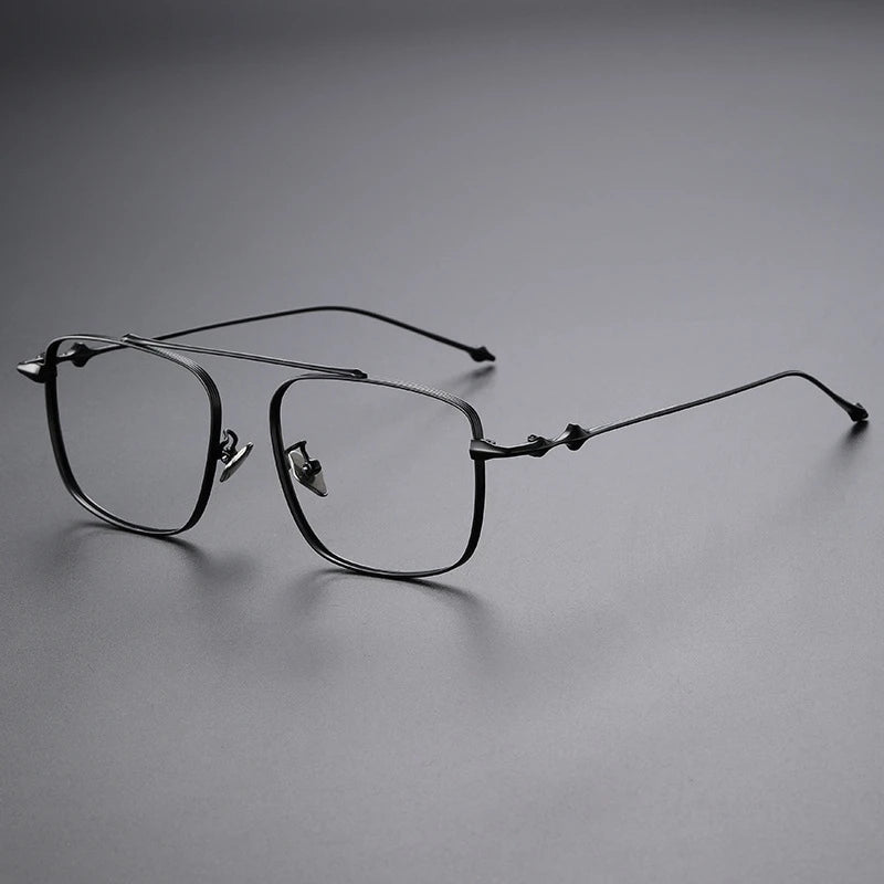 Yimaruili Unisex Full Rim Square Double Bridge Titanium Eyeglasses 81910