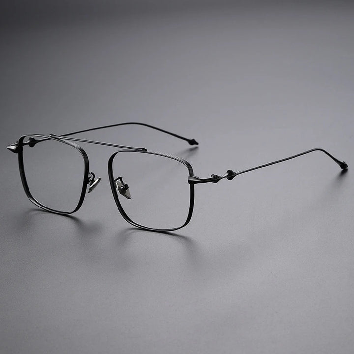 Yimaruili Unisex Full Rim Square Double Bridge Titanium Eyeglasses 81910