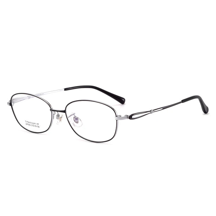 Bclear Women's Full Rim Oval Titanium Eyeglasses 7954 Full Rim Bclear Black Silver  