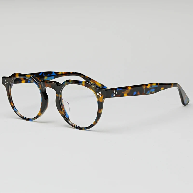 Hewei Unisex Full RIm Flat Top Polygon Acetate Eyeglasses 0028 Full Rim Hewei orange tortoise