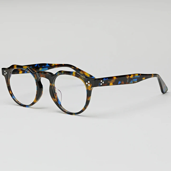 Hewei Unisex Full RIm Flat Top Polygon Acetate Eyeglasses 0028 Full Rim Hewei orange tortoise