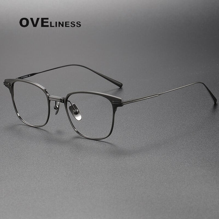 Oveliness Unisex Full Rim Square Titanium Eyeglasses M8k Full Rim Oveliness gun  