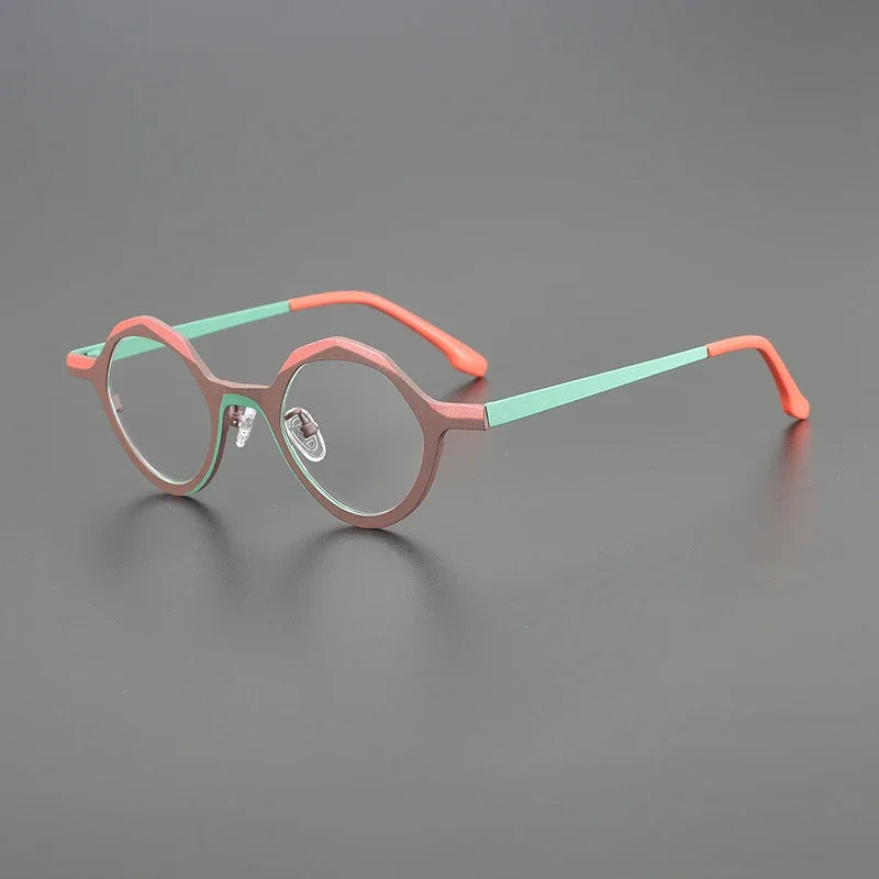 Hewei Unisex Full Rim Irregular Round Titanium Eyeglasses 13922 Full Rim Hewei C2 CHINA