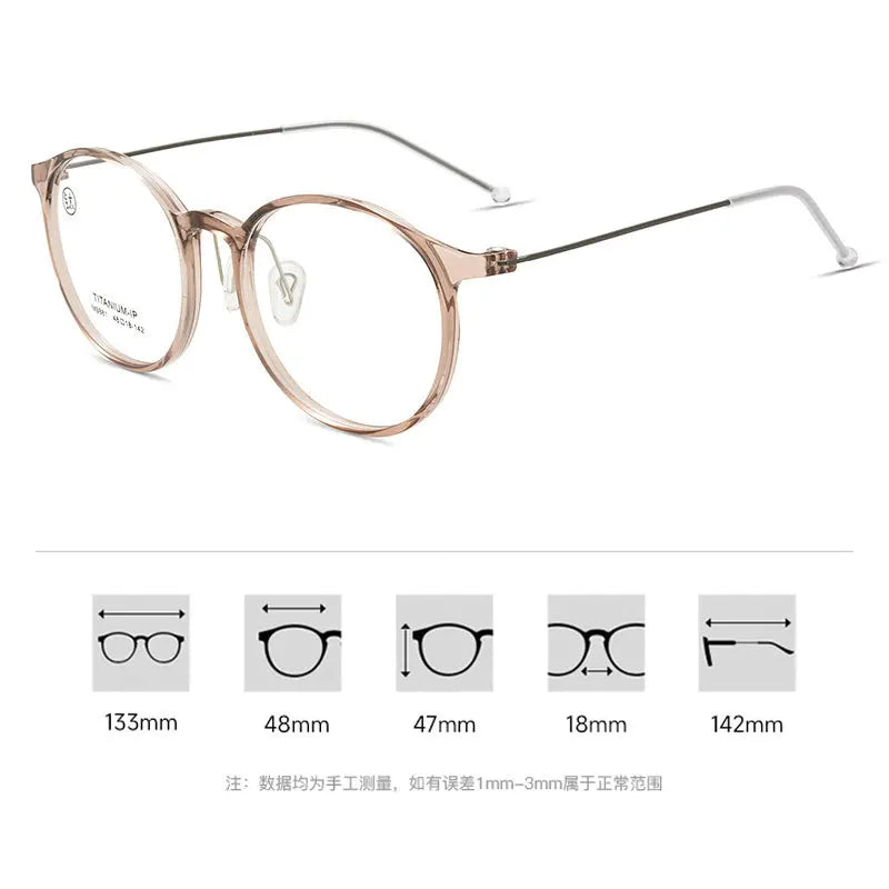 Momoja Women's Full Rim Round Tr 90 Titanium Eyeglasses M9881