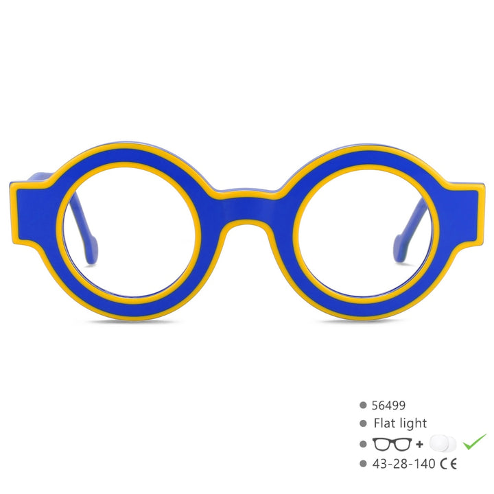 CCspace Women's Full Rim Round Acetate Eyeglasses 56499 Full Rim CCspace C1Blue
