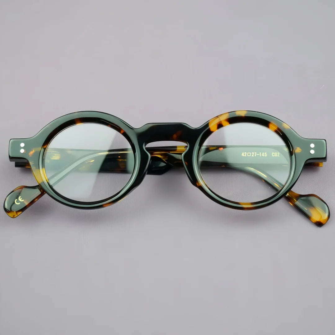 Hewei Women's Full Rim Round Thick Acetate Temple Eyeglasses 23118