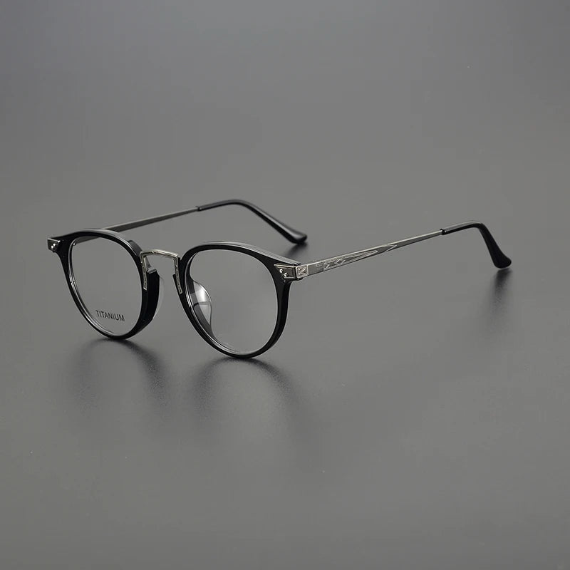 Nobler Unisex Full Rim Round Titanium Acetate Eyeglasses 2809 Full Rim Nobler C1