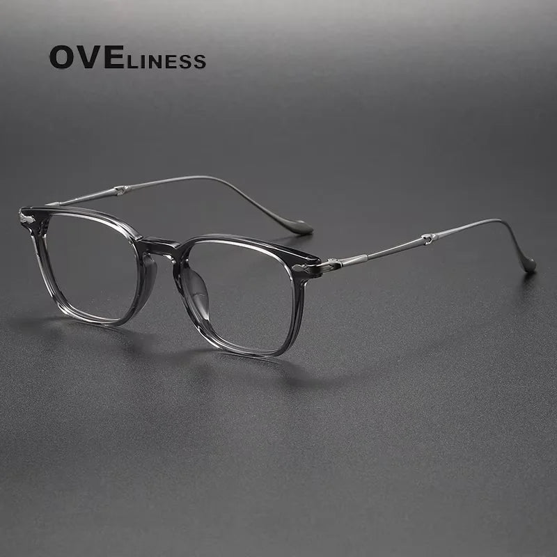 Oveliness Women's Full Rim Square Acetate Titanium Eyeglasses 82052