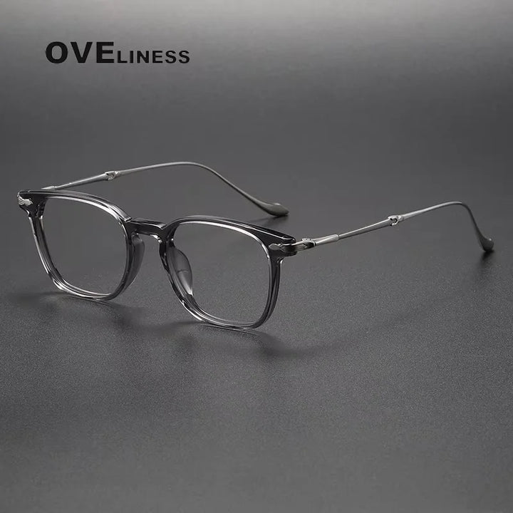 Oveliness Women's Full Rim Square Acetate Titanium Eyeglasses 82052