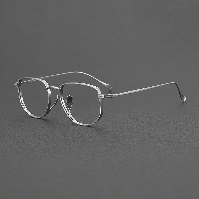 Muzz Unisex Full Rim Flat Top Oval Polygon Titanium Eyeglasses 73004