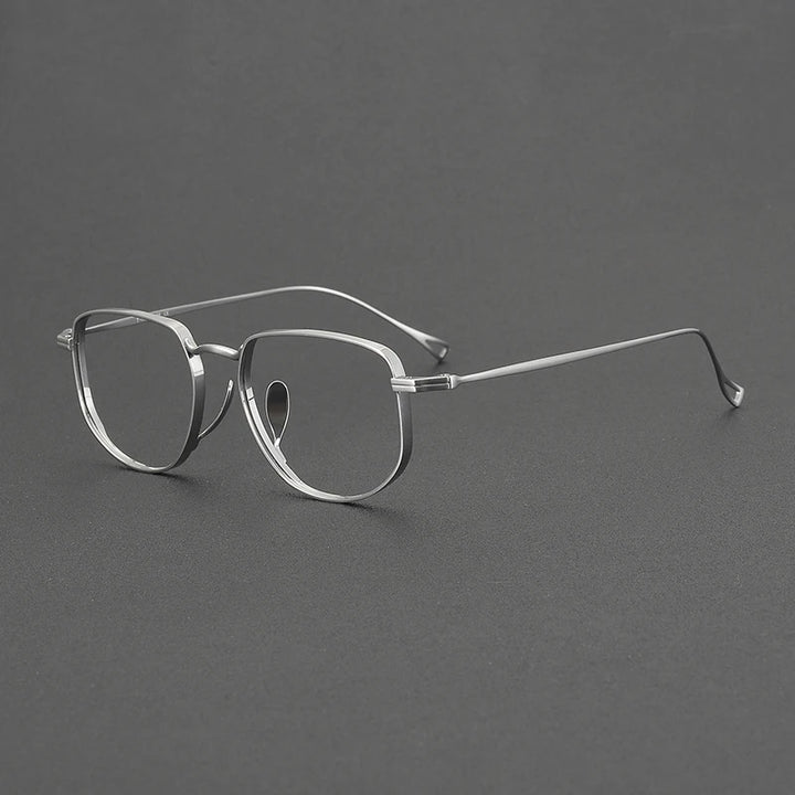 Muzz Unisex Full Rim Flat Top Oval Polygon Titanium Eyeglasses 73004