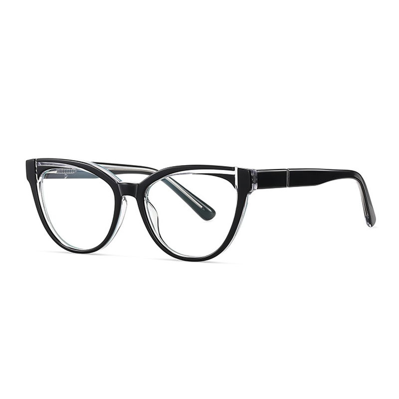 Ralferty Women's Full Rim Square Cat Eye Acetate Eyeglasses D8819 Full Rim Ralferty C191 Black China