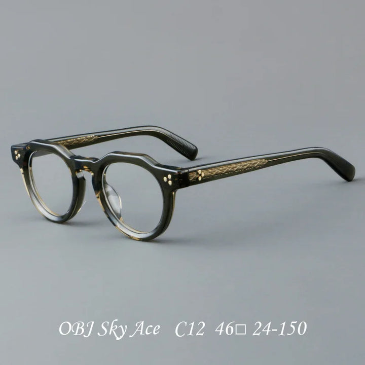 Hewei Unisex Full Rim Flat Top Oval Thick Acetate Eyeglasses 32248