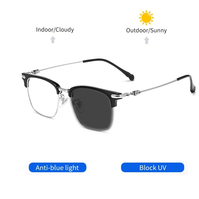 Kocolior Unisex Full Rim Square Titanium Alloy Hyperopic Reading Glasses 8366 Reading Glasses Kocolior