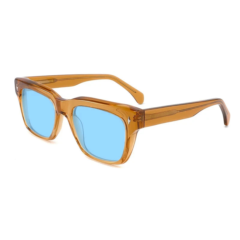 Gatenac Unisex Full Rim Square Polarized Acetate Sunglasses Mo15 Sunglasses Gatenac Orange Blue