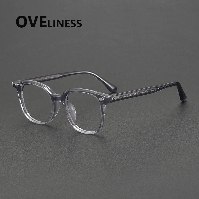 Oveliness Unisex Full Rim Oval Square Acetate Eyeglasses 88099 Full Rim Oveliness grey
