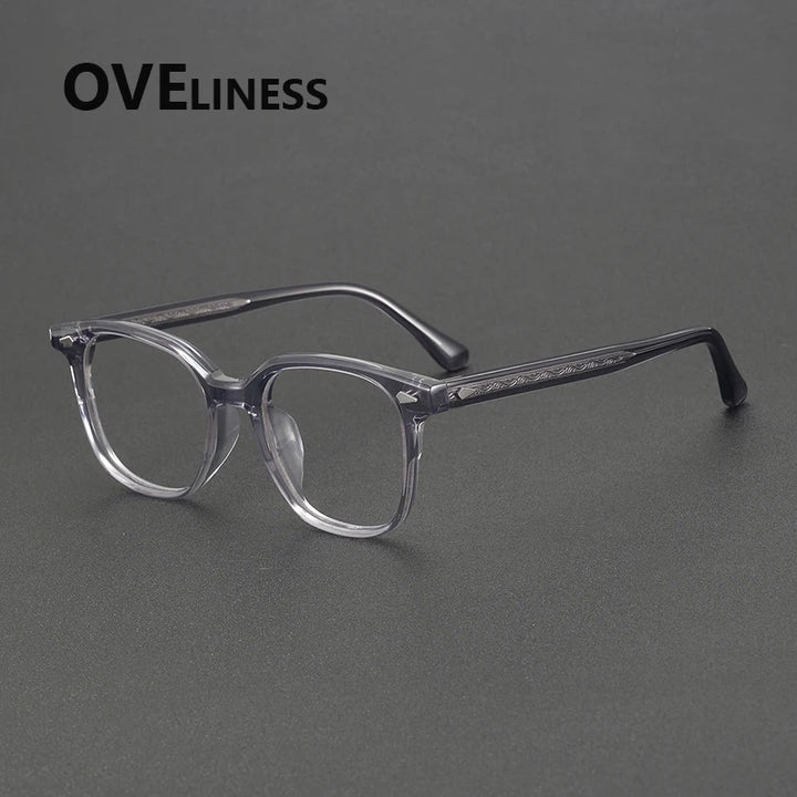 Oveliness Unisex Full Rim Oval Square Acetate Eyeglasses 88099 Full Rim Oveliness grey