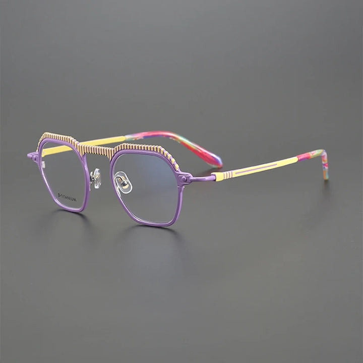 Nobler Unisex Full Rim Polygon Titanium Eyeglasses P073 Full Rim Nobler C1