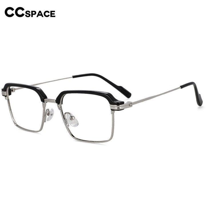 CCspace Men's Full Rim Square Brow Line Alloy Acetate Eyeglasses 55916 Full Rim CCspace