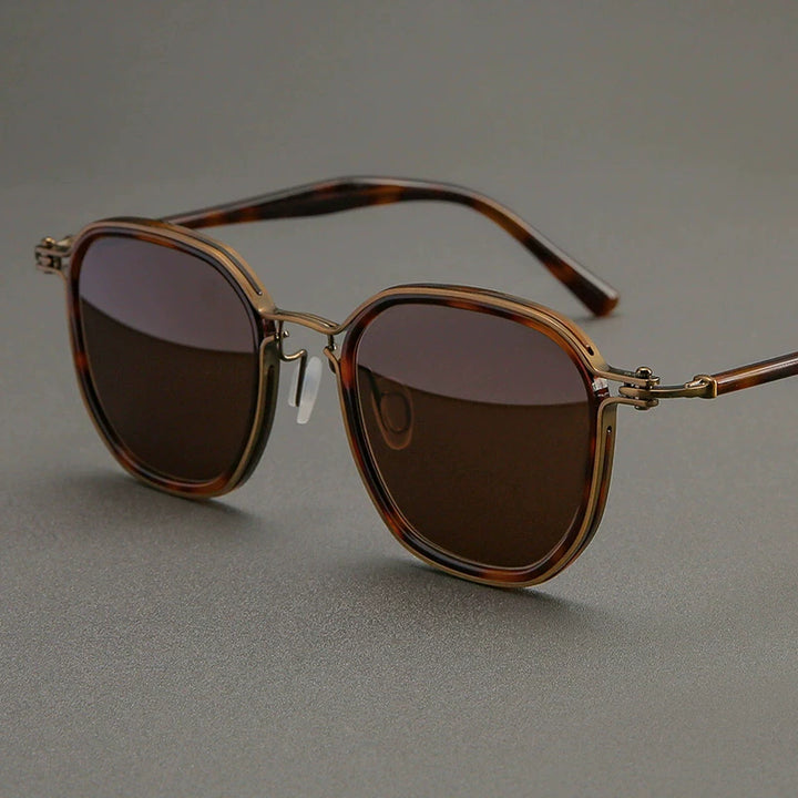 Black Mask Men's Full Rim Big Square Titanium Acetate Sunglasses 58654