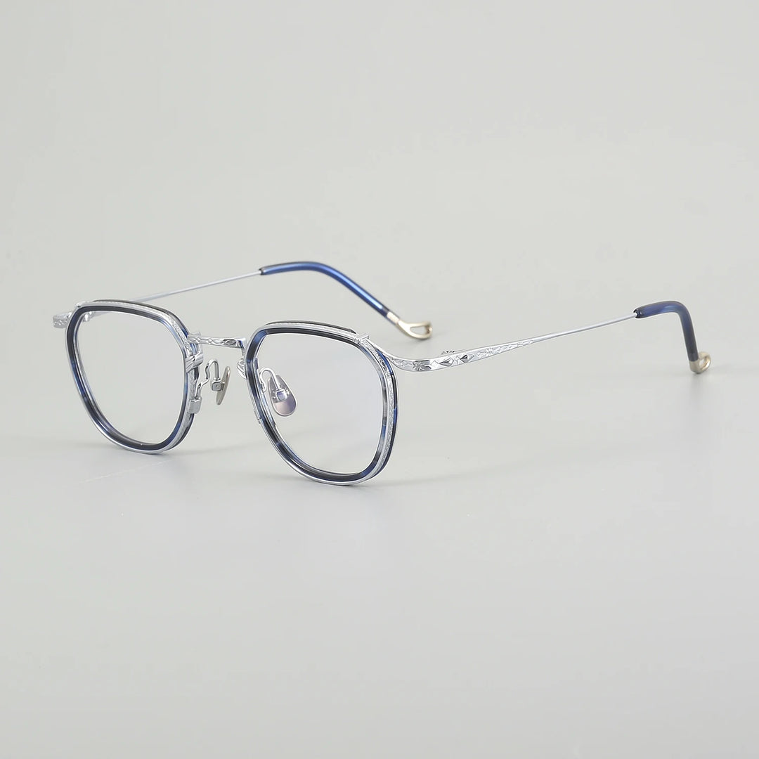 Muzz Unisex Full Rim Flat Top Round Titanium Acetate Eyeglasses 54917