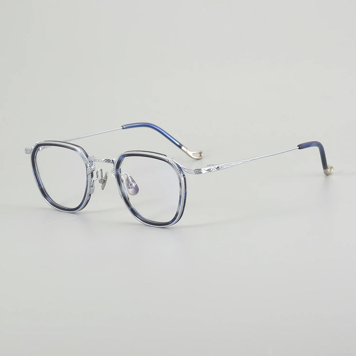 Muzz Unisex Full Rim Flat Top Round Titanium Acetate Eyeglasses 54917