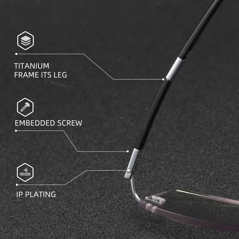 Zirosat Unisex Rimless Square Titanium Eyeglasses Y063 Rimless Zirosat