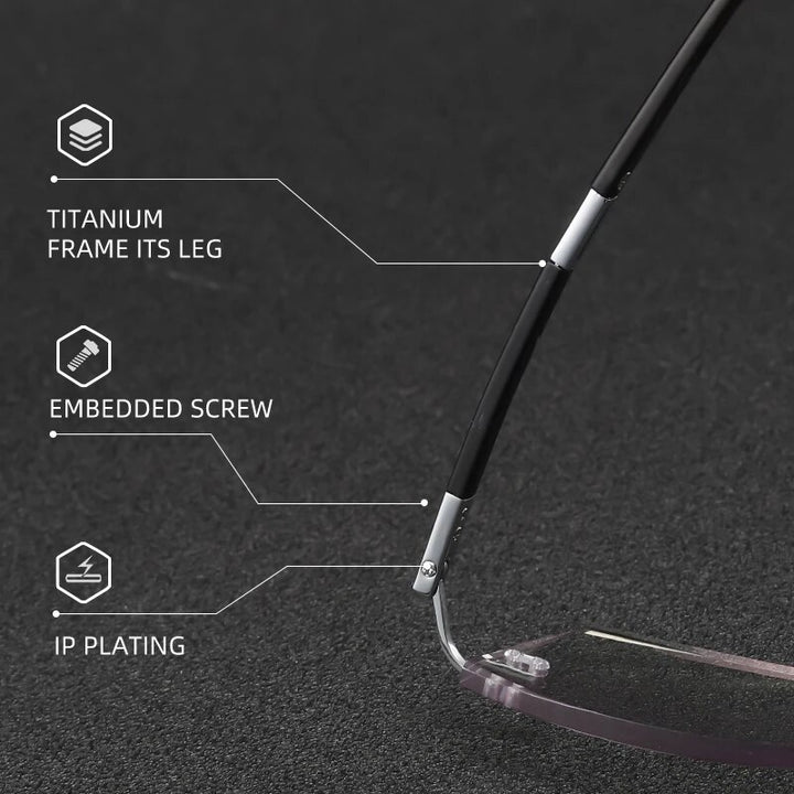 Zirosat Unisex Rimless Square Titanium Eyeglasses Y063 Rimless Zirosat