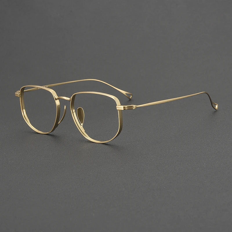 Muzz Unisex Full Rim Flat Top Oval Polygon Titanium Eyeglasses 73004