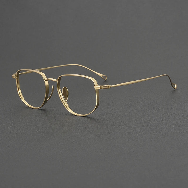 Muzz Unisex Full Rim Flat Top Oval Polygon Titanium Eyeglasses 73004